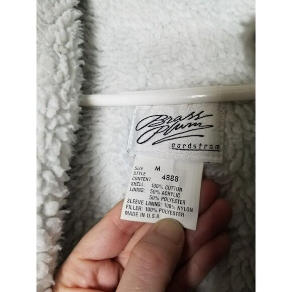 Brass Plum VINTAGE Jean Denim Chore Barn Jacket Acid Washed Sherpa Button Up M - Picture 10 of 16